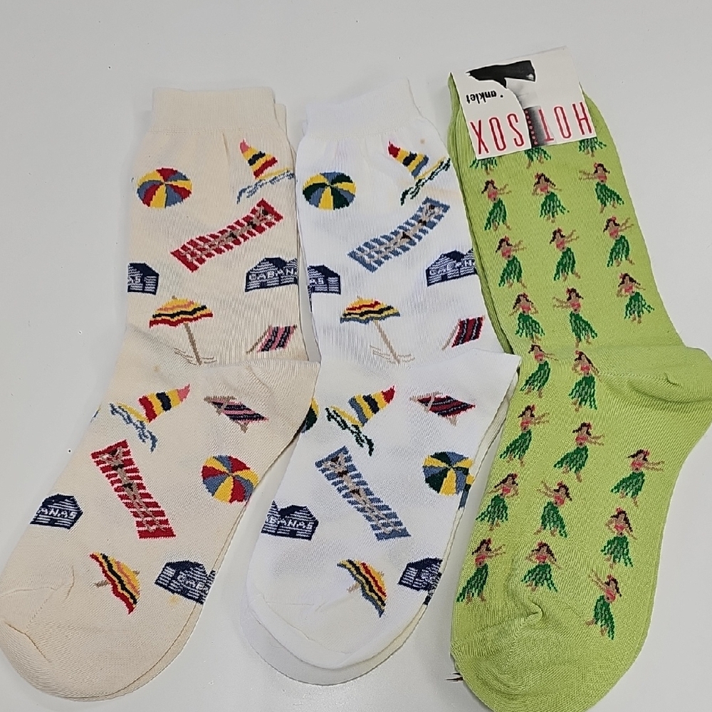 Vtg Hot Sox Summer Themed Socks, Lot Of 3 *READ Description*
